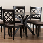 Baxton Studio Jana Modern and Contemporary Sand Fabric Upholstered and Dark Brown Finished Wood 7-Piece Dining Set