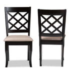Baxton Studio Verner Modern and Contemporary Sand Fabric Upholstered Dark Brown Finished 2-Piece Wood Dining Chair Set