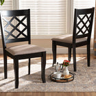 Baxton Studio Verner Modern and Contemporary Sand Fabric Upholstered Dark Brown Finished 2-Piece Wood Dining Chair Set