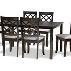 Baxton Studio Verner Modern and Contemporary Grey Fabric Upholstered and Dark Brown Finished Wood  7-Piece Dining Set