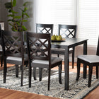 Baxton Studio Verner Modern and Contemporary Grey Fabric Upholstered and Dark Brown Finished Wood  7-Piece Dining Set