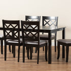 Baxton Studio Verner Modern and Contemporary Grey Fabric Upholstered and Dark Brown Finished Wood  7-Piece Dining Set