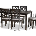 Baxton Studio Verner Modern and Contemporary Grey Fabric Upholstered and Dark Brown Finished Wood  7-Piece Dining Set