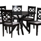 Baxton Studio Jana Modern Grey Fabric and Espresso Brown Finished Wood 7-Piece Dining Set