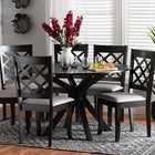Baxton Studio Jana Modern Grey Fabric and Espresso Brown Finished Wood 7-Piece Dining Set
