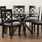 Baxton Studio Jana Modern Grey Fabric and Espresso Brown Finished Wood 7-Piece Dining Set