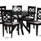 Baxton Studio Jana Modern Grey Fabric and Espresso Brown Finished Wood 7-Piece Dining Set