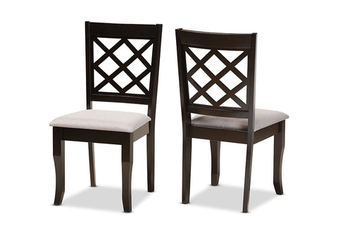 Baxton Studio Verner Modern and Contemporary Grey Fabric Upholstered and Dark Brown Finished Wood 2-Piece Dining Chair Set