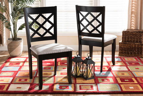 Baxton Studio Verner Modern and Contemporary Grey Fabric Upholstered and Dark Brown Finished Wood 2-Piece Dining Chair Set