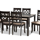 Baxton Studio Mael Modern and Contemporary Sand Fabric Upholstered and Espresso Brown Finished Wood 7-Piece Dining Set