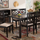 Baxton Studio Mael Modern and Contemporary Sand Fabric Upholstered and Espresso Brown Finished Wood 7-Piece Dining Set