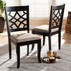 Baxton Studio Mael Modern and Contemporary Sand Fabric Upholstered and Espresso Brown Finished Wood 2-Piece Dining Chair Set