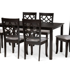 Baxton Studio Mael Modern and Contemporary Grey Fabric Upholstered and Dark Brown Finished Wood 7-Piece Dining Set