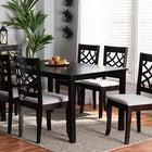Baxton Studio Mael Modern and Contemporary Grey Fabric Upholstered and Dark Brown Finished Wood 7-Piece Dining Set
