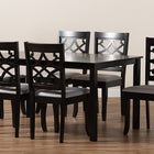 Baxton Studio Mael Modern and Contemporary Grey Fabric Upholstered and Dark Brown Finished Wood 7-Piece Dining Set