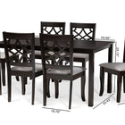 Baxton Studio Mael Modern and Contemporary Grey Fabric Upholstered and Dark Brown Finished Wood 7-Piece Dining Set