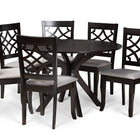 Baxton Studio Elena Modern and Contemporary Grey Fabric Upholstered and Dark Brown Finished Wood 7-Piece Dining Set