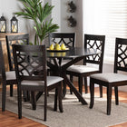 Baxton Studio Elena Modern and Contemporary Grey Fabric Upholstered and Dark Brown Finished Wood 7-Piece Dining Set