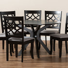 Baxton Studio Elena Modern and Contemporary Grey Fabric Upholstered and Dark Brown Finished Wood 7-Piece Dining Set