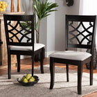 Baxton Studio Mael Modern and Contemporary Grey Fabric Upholstered and Dark Brown Finished Wood 2-Piece Dining Chair Set
