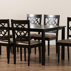 Baxton Studio Renaud Modern and Contemporary Sand Fabric Upholstered and Dark Brown Finished Wood 7-Piece Dining Set