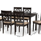 Baxton Studio Renaud Modern and Contemporary Sand Fabric Upholstered and Dark Brown Finished Wood 7-Piece Dining Set