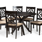 Baxton Studio Sadie Modern and Contemporary Sand Fabric Upholstered and Dark Brown Finished Wood 7-Piece Dining Set