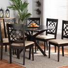 Baxton Studio Sadie Modern and Contemporary Sand Fabric Upholstered and Dark Brown Finished Wood 7-Piece Dining Set