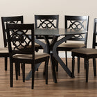Baxton Studio Sadie Modern and Contemporary Sand Fabric Upholstered and Dark Brown Finished Wood 7-Piece Dining Set