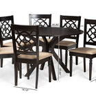 Baxton Studio Sadie Modern and Contemporary Sand Fabric Upholstered and Dark Brown Finished Wood 7-Piece Dining Set