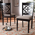 Baxton Studio Renaud Modern and Contemporary Sand Fabric Upholstered and Espresso Brown Finished Wood 2-Piece Dining Chair Set Set