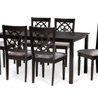 Baxton Studio Renaud Modern and Contemporary Grey Fabric Upholstered and Dark Brown Finished Wood 7-Piece Dining Set