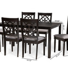 Baxton Studio Renaud Modern and Contemporary Grey Fabric Upholstered and Dark Brown Finished Wood 7-Piece Dining Set