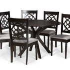 Baxton Studio Sadie Modern and Contemporary Grey Fabric Upholstered and Dark Brown Finished Wood 7-Piece Dining Set
