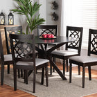 Baxton Studio Sadie Modern and Contemporary Grey Fabric Upholstered and Dark Brown Finished Wood 7-Piece Dining Set