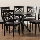 Baxton Studio Sadie Modern and Contemporary Grey Fabric Upholstered and Dark Brown Finished Wood 7-Piece Dining Set