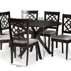 Baxton Studio Sadie Modern and Contemporary Grey Fabric Upholstered and Dark Brown Finished Wood 7-Piece Dining Set