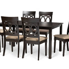 Baxton Studio Lucie Modern and Contemporary Sand Fabric Upholstered and Dark Brown Finished Wood 7-Piece Dining Set