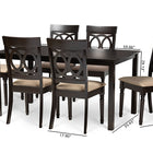 Baxton Studio Lucie Modern and Contemporary Sand Fabric Upholstered and Dark Brown Finished Wood 7-Piece Dining Set