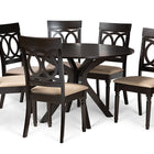 Baxton Studio Jessie Modern and Contemporary Sand Fabric Upholstered and Dark Brown Finished Wood 7-Piece Dining Set