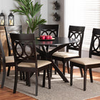 Baxton Studio Jessie Modern and Contemporary Sand Fabric Upholstered and Dark Brown Finished Wood 7-Piece Dining Set