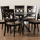 Baxton Studio Jessie Modern and Contemporary Sand Fabric Upholstered and Dark Brown Finished Wood 7-Piece Dining Set