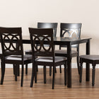 Baxton Studio Lucie Modern and Contemporary Grey Fabric Upholstered and Dark Brown Finished Wood 7-Piece Dining Set
