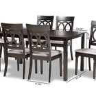 Baxton Studio Lucie Modern and Contemporary Grey Fabric Upholstered and Dark Brown Finished Wood 7-Piece Dining Set