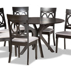 Baxton Studio Jessie Modern and Contemporary Grey Fabric Upholstered and Dark Brown Finished Wood 7-Piece Dining Set