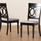 Baxton Studio Lucie Modern and Contemporary Grey Fabric Upholstered and Espresso Brown Finished Wood 2-Piece Dining Chair Set