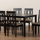 Baxton Studio Cherese Modern and Contemporary Sand Fabric Upholstered and Dark Brown Finished Wood 7-Piece Dining Set