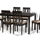 Baxton Studio Cherese Modern and Contemporary Sand Fabric Upholstered and Dark Brown Finished Wood 7-Piece Dining Set