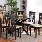 Baxton Studio Callie Modern and Contemporary Sand Fabric Upholstered and Dark Brown Finished Wood 7-Piece Dining Set