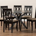 Baxton Studio Callie Modern and Contemporary Sand Fabric Upholstered and Dark Brown Finished Wood 7-Piece Dining Set